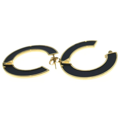 Louis Vuitton LV Round Earrings Black Gold Leather — view 3