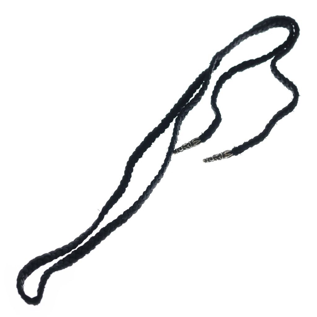 Chrome Hearts Leather Braid Scroll Blade Necklace Black Silver — view 2