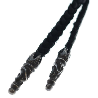 Chrome Hearts Leather Braid Scroll Necklace Black Silver — view 4