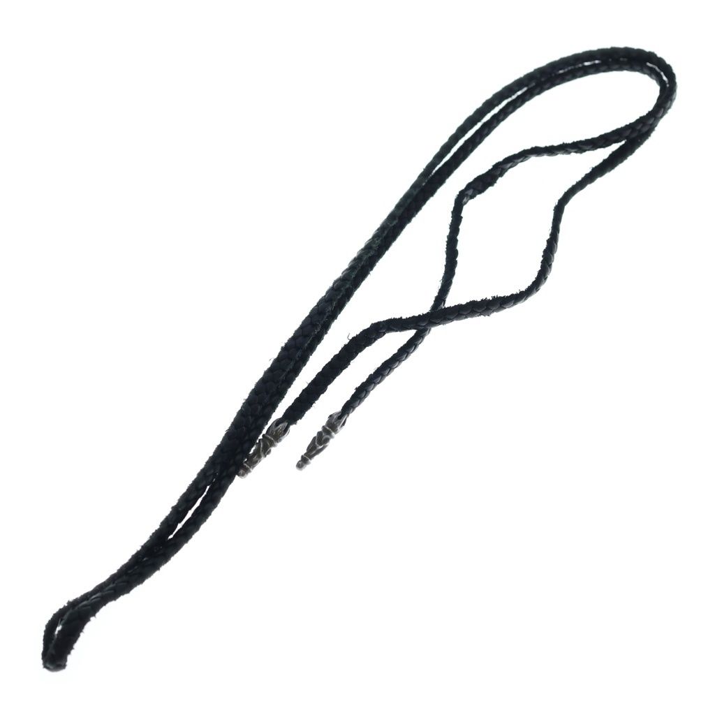 Chrome Hearts Leather Braid Scroll Necklace Black Silver — view 2
