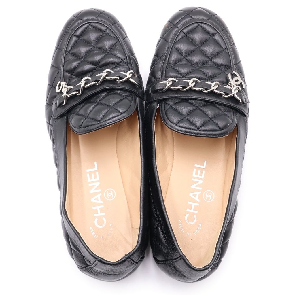 Chanel Quilted Loafers Black Leather — view 4