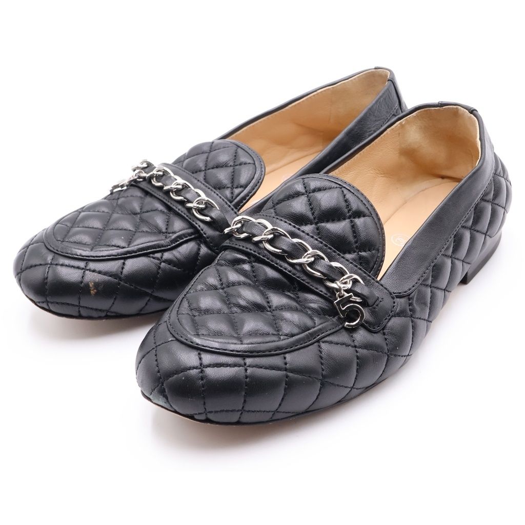 Chanel Quilted Loafers Black Leather — view 2