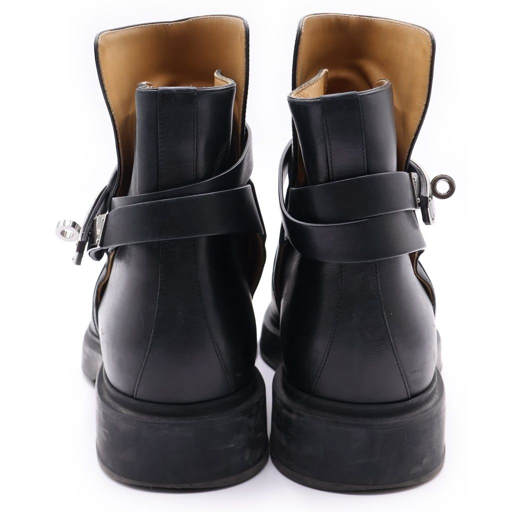 Hermes Veo Jodhpur Leather Short Boots Black — view 3