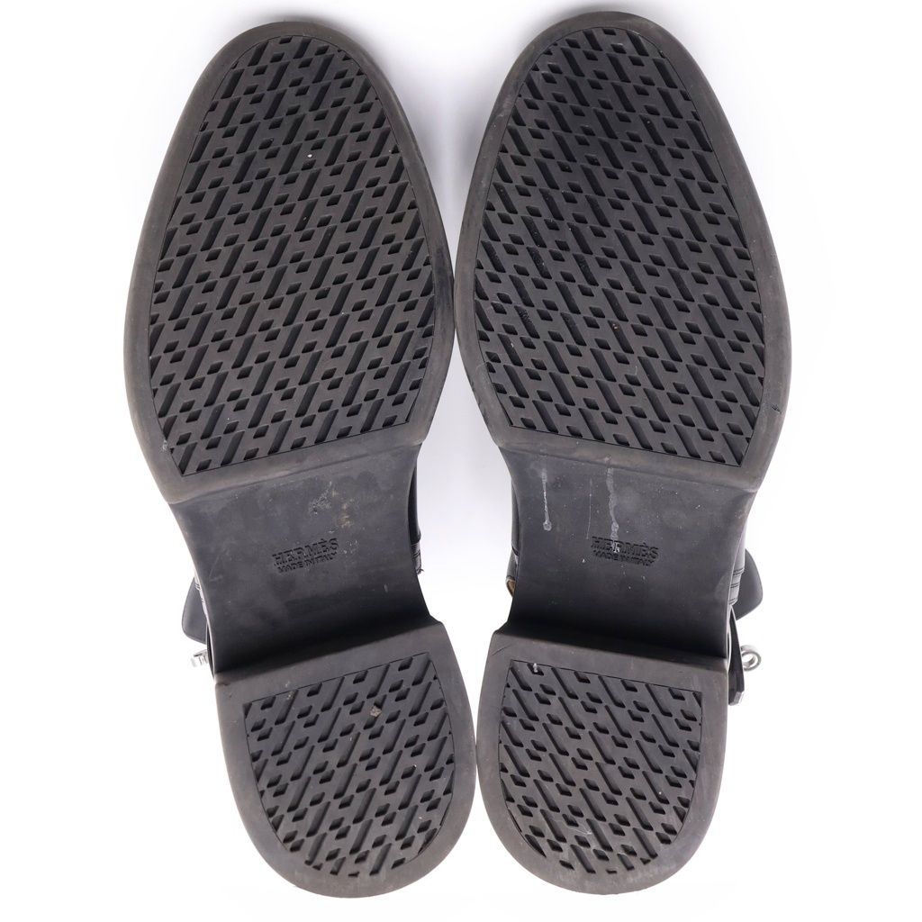 Hermes Veo Jodhpur Leather Short Boots Black — view 5