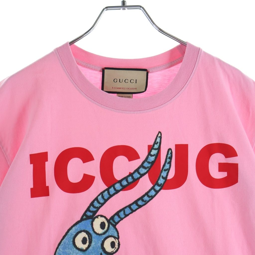 Gucci Freya Hartas Front Print Crew Neck Short Sleeve T-Shirt Pink — view 3
