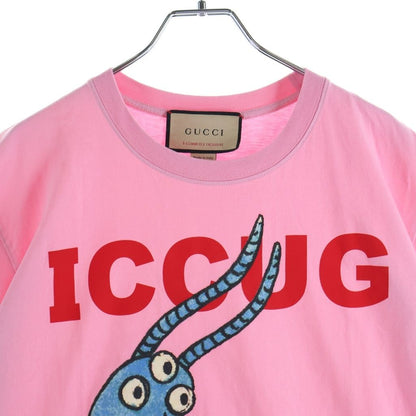 Gucci Freya Hartas Front Print Crew Neck Short Sleeve T-Shirt Pink — view 3