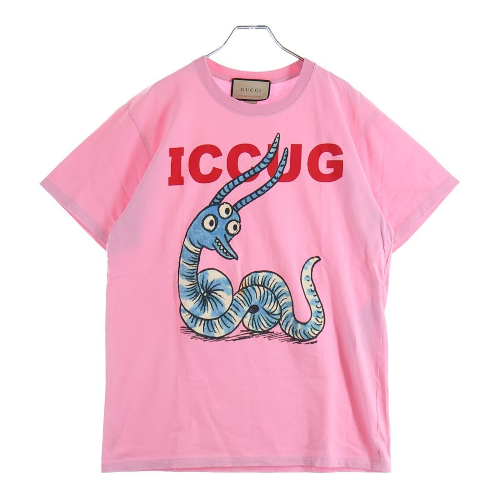 Gucci Freya Hartas Front Print Crew Neck Short Sleeve T-Shirt Pink