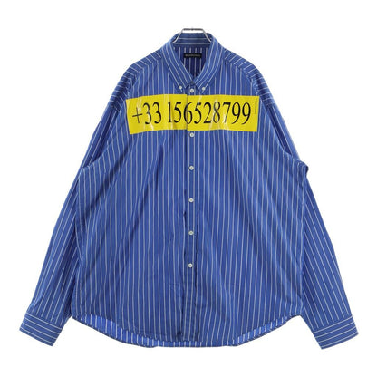 Balenciaga Telephone Number Striped Long Sleeve Shirt Blue