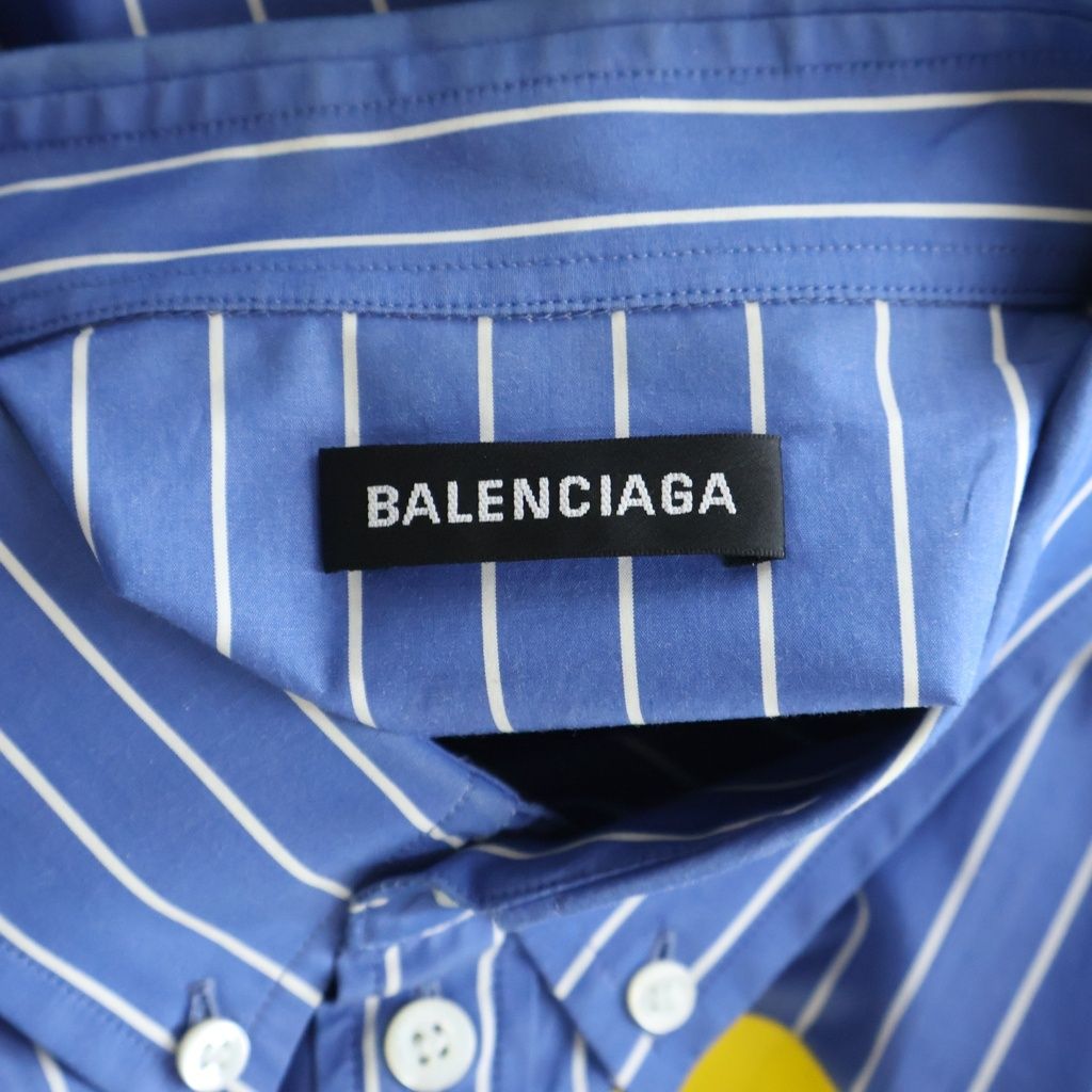 Balenciaga Telephone Number Striped Long Sleeve Shirt Blue — view 6