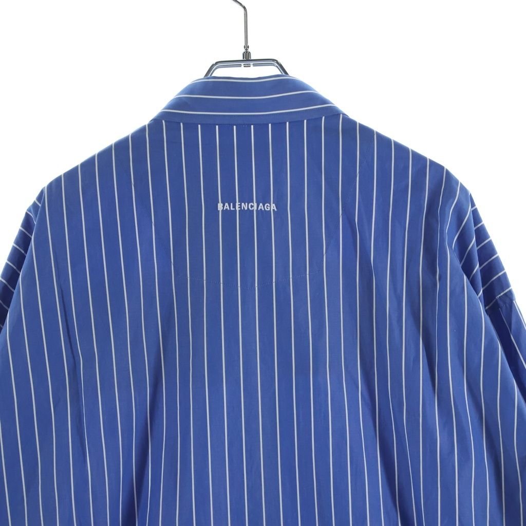 Balenciaga Telephone Number Striped Long Sleeve Shirt Blue — view 4