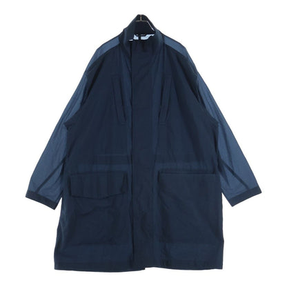 Hermes Seersacquer Zip Up Nylon Long Coat Navy