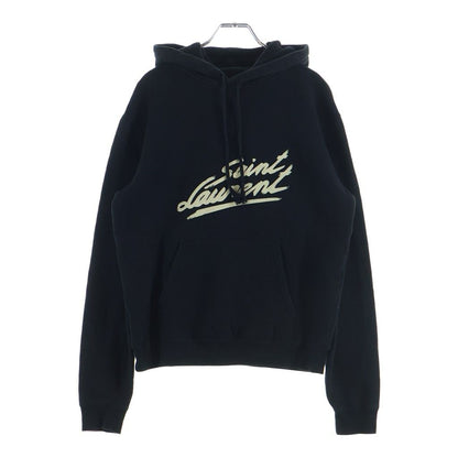 Saint Laurent Paris Front Logo Print Pullover Sweatshirt Hoodie Black