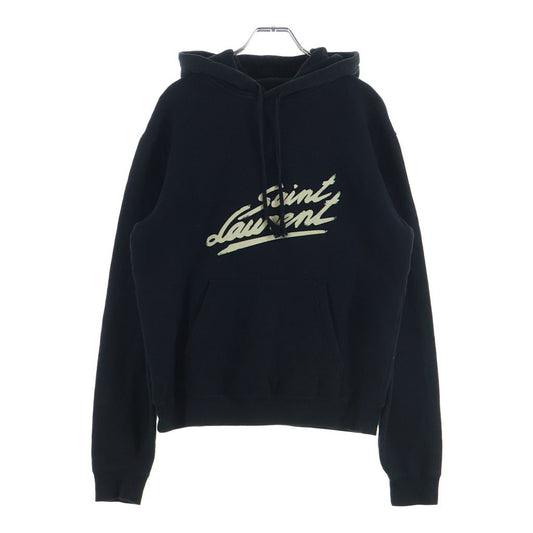 Saint Laurent Paris Front Logo Print Pullover Sweatshirt Hoodie Black