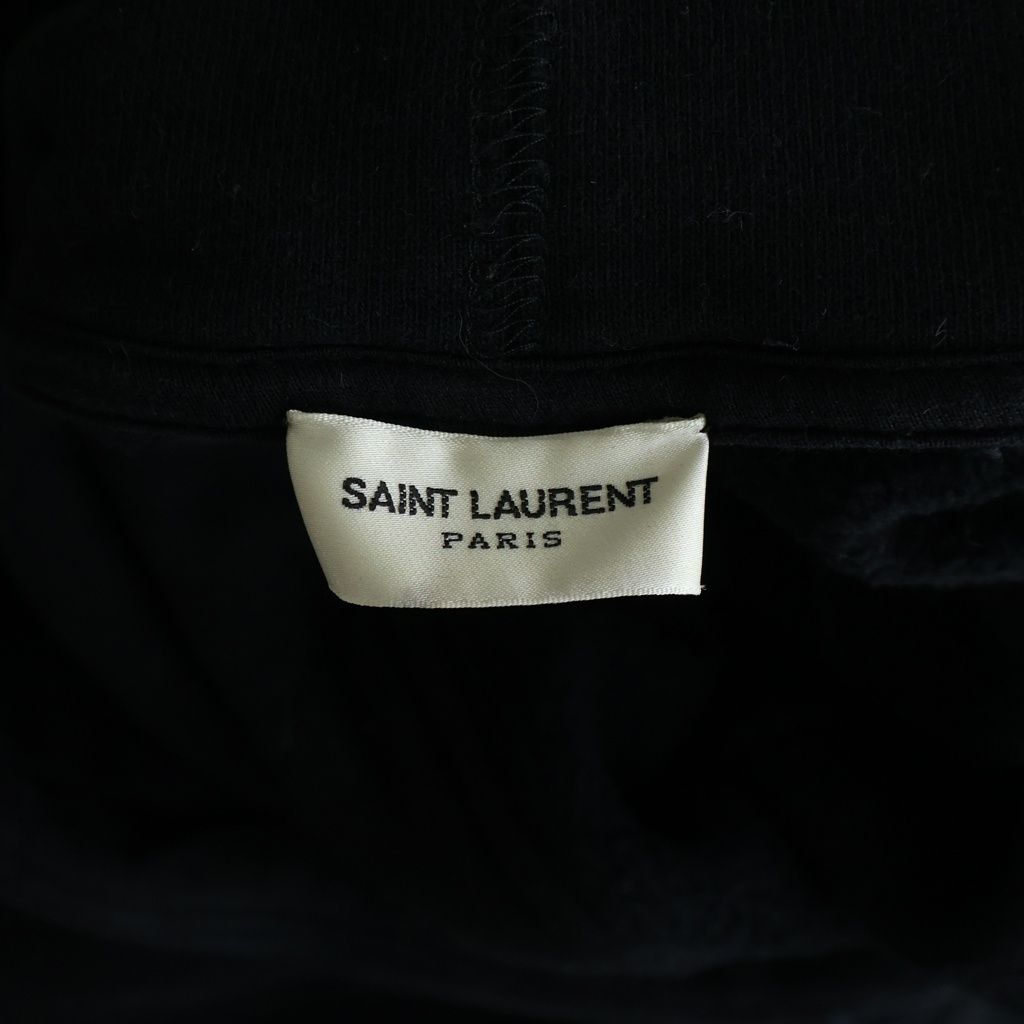 Saint Laurent Paris Front Logo Print Pullover Sweatshirt Hoodie Black — view 6