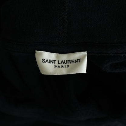 Saint Laurent Paris Front Logo Print Pullover Sweatshirt Hoodie Black — view 6