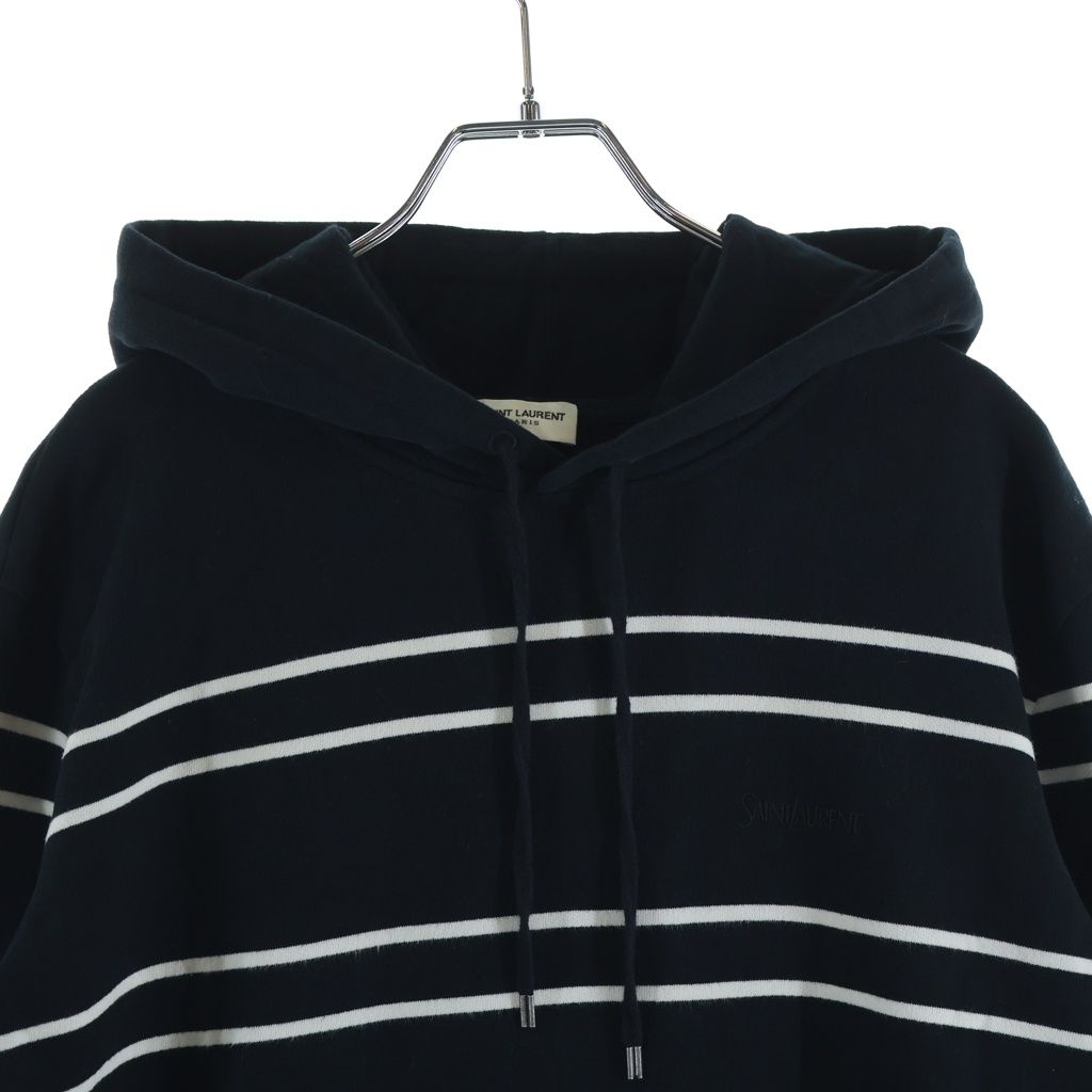 Saint Laurent Paris Border Sweatshirt Pullover Hoodie Black — view 3