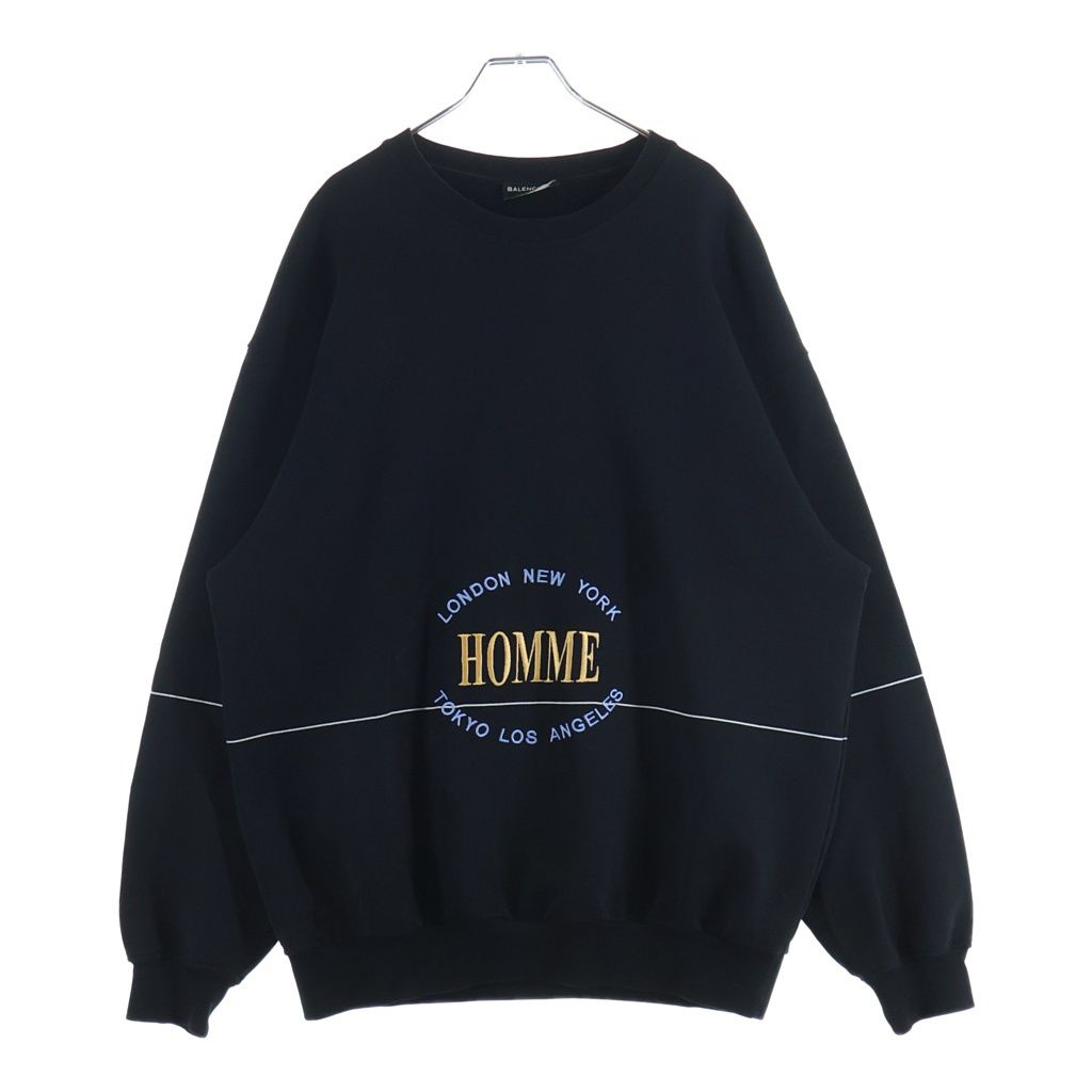 Balenciaga Oversized Homme City Embroidery Sweatshirt Black