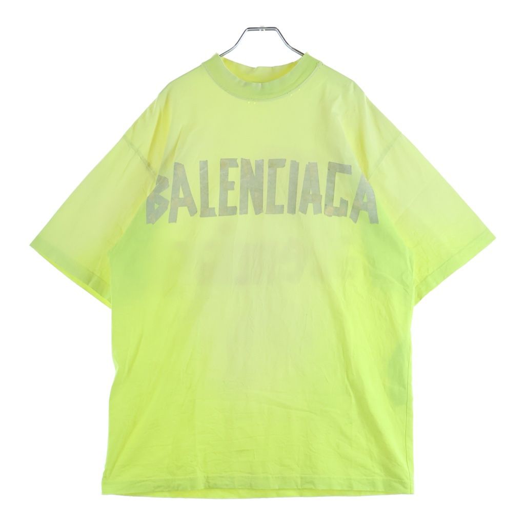 Balenciaga Tape Type T-Shirt Front Logo Short Sleeve Yellow