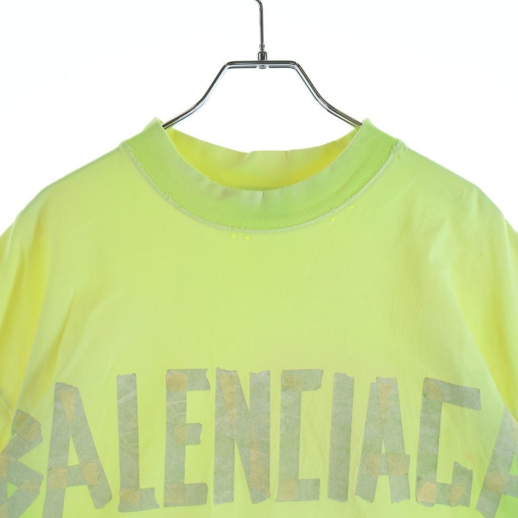 Balenciaga Tape Type T-Shirt Front Logo Short Sleeve Yellow — view 3