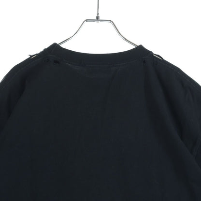 Balenciaga Slogan Print Large Fit T-Shirt Distressed Paint Short Sleeve Black — view 4