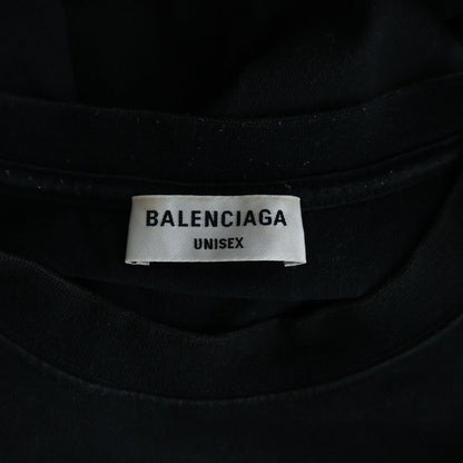 Balenciaga Slogan Print Large Fit T-Shirt Distressed Paint Short Sleeve Black — view 6