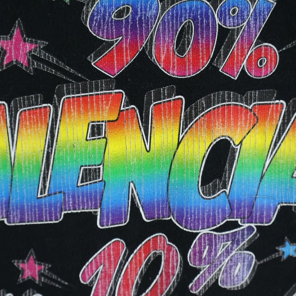 Balenciaga Slogan Print Large Fit T-Shirt Distressed Paint Short Sleeve Black — view 5