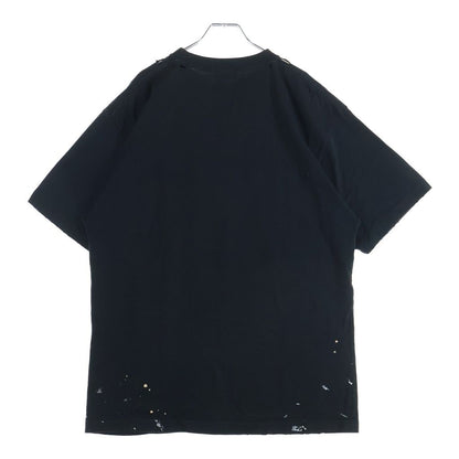 Balenciaga Slogan Print Large Fit T-Shirt Distressed Paint Short Sleeve Black — view 2