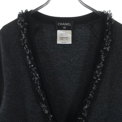 Chanel CC Logo Multi Pocket Cashmere Knit Cardigan Gray — view 3