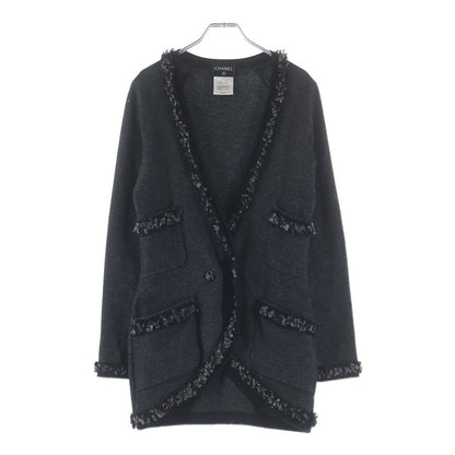 Chanel CC Logo Multi Pocket Cashmere Knit Cardigan Gray