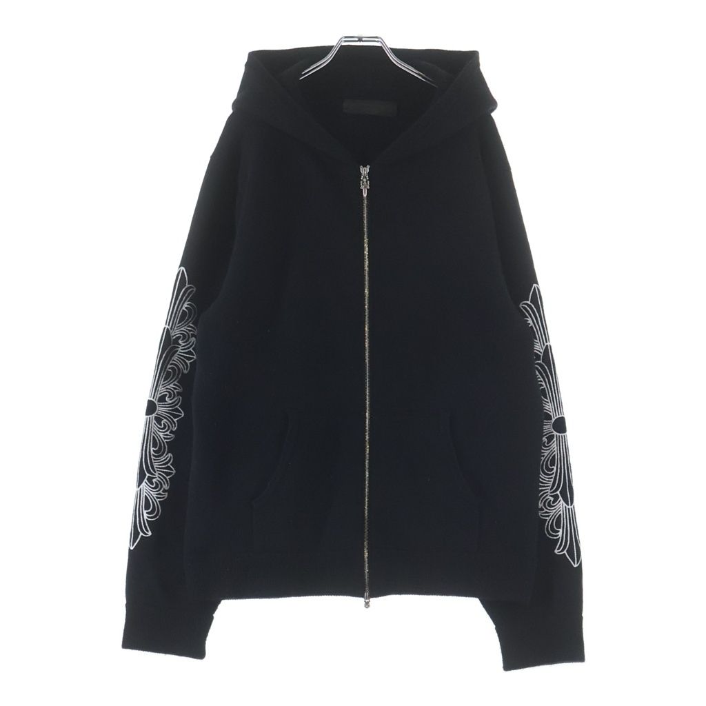 Chrome Hearts Life Sentence Sleeve Floral Embroidery Cashmere Zip Up Hoodie
