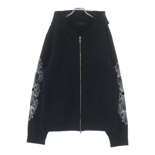 Chrome Hearts Life Sentence Sleeve Floral Embroidery Cashmere Zip Up Hoodie