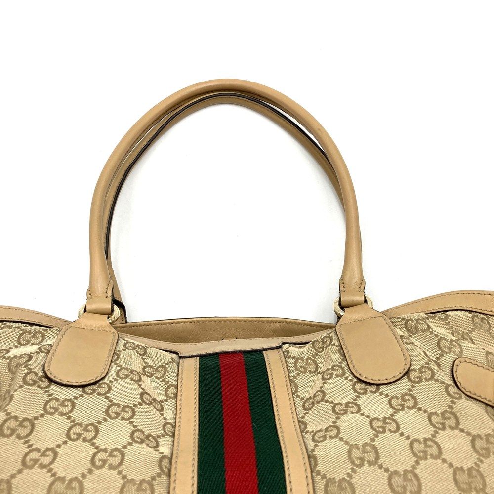 Gucci GG Canvas Sherry Tote Tassel Leather Beige — view 5