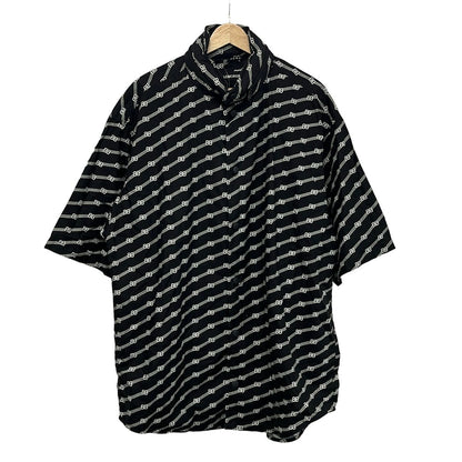 Balenciaga Short Sleeve Shirt 39 Black White BB Logo Hood