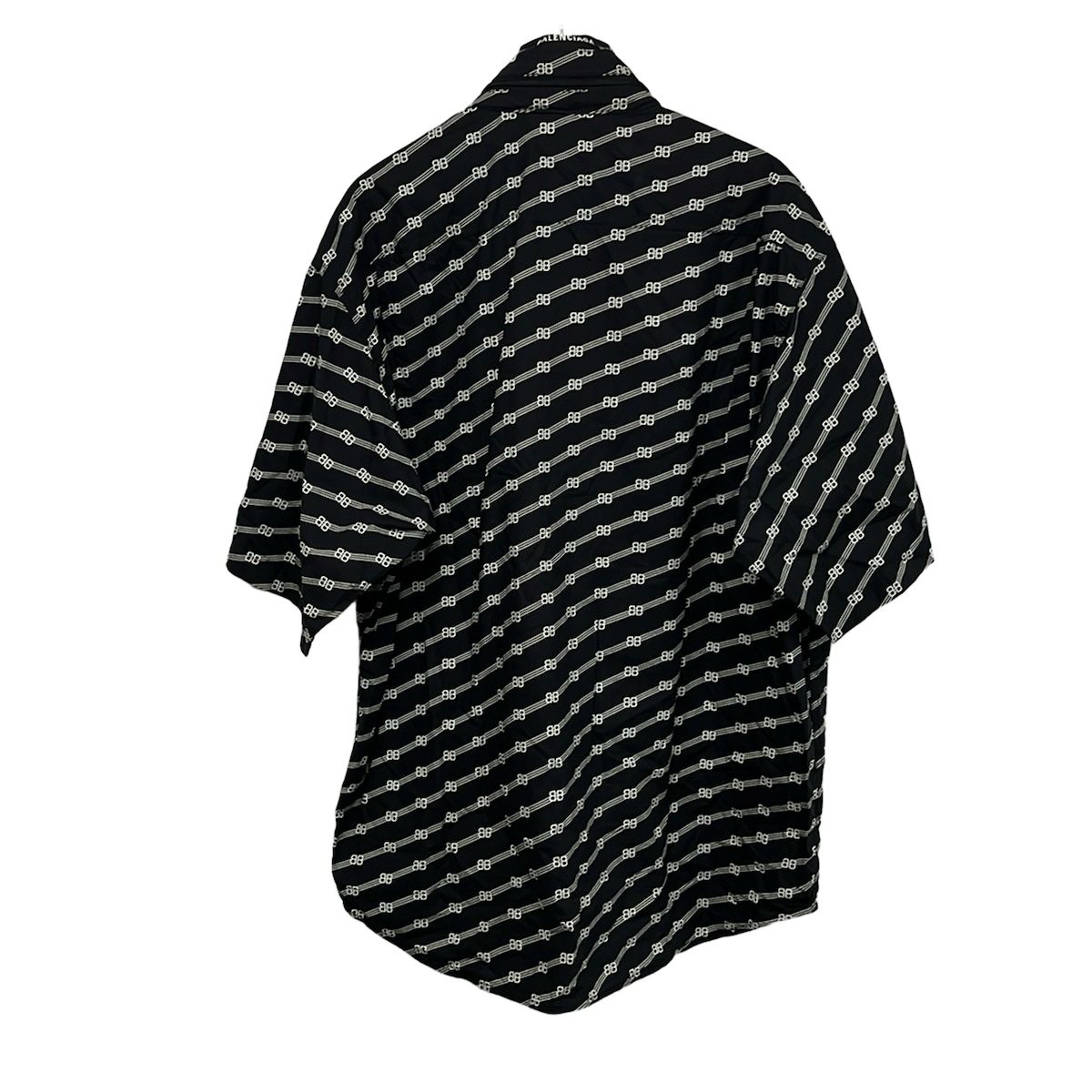 Balenciaga Short Sleeve Shirt 39 Black White BB Logo Hood — view 2