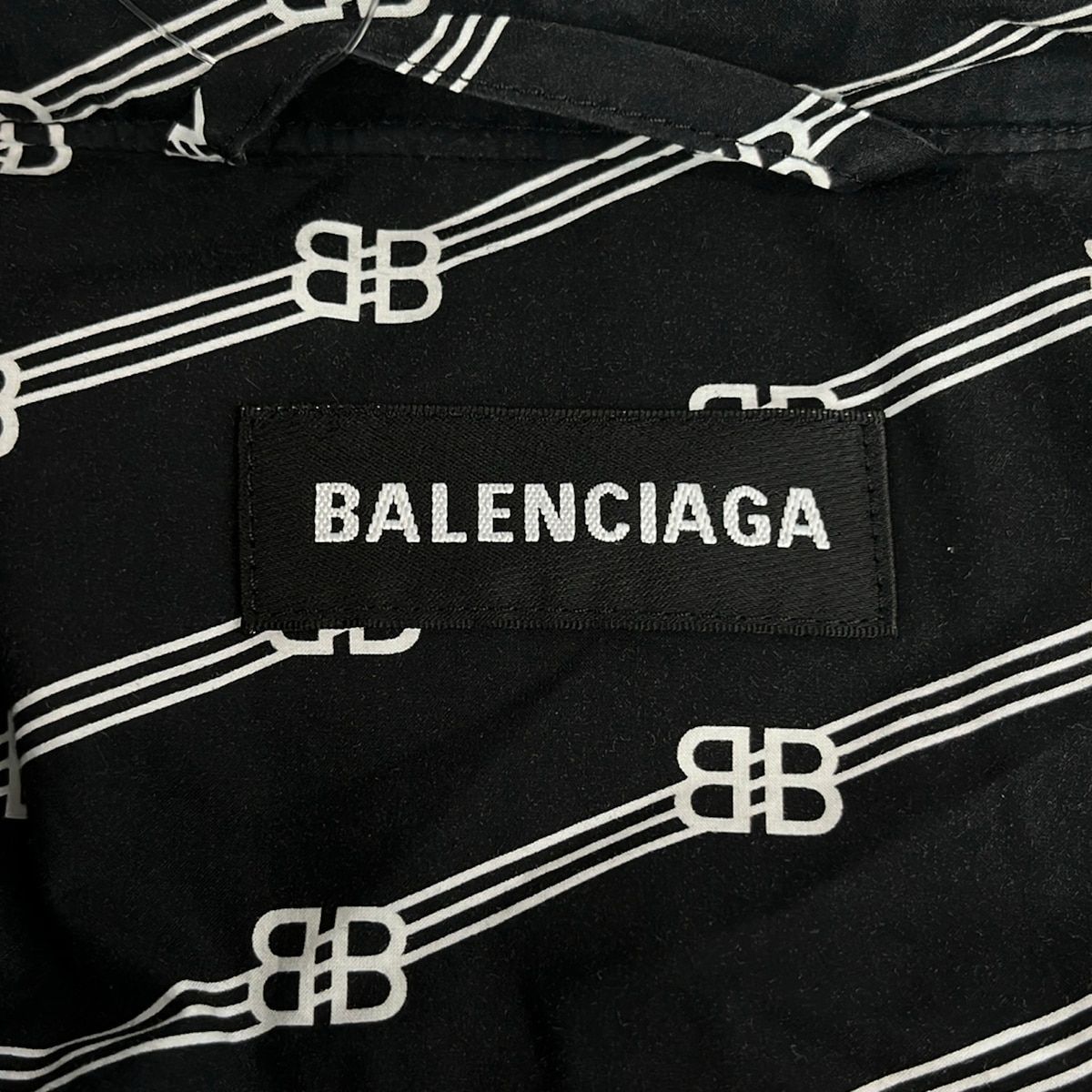 Balenciaga Short Sleeve Shirt 39 Black White BB Logo Hood — view 3
