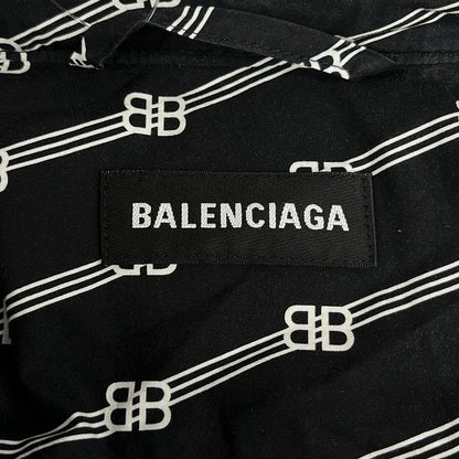 Balenciaga Short Sleeve Shirt 39 Black White BB Logo Hood — view 3