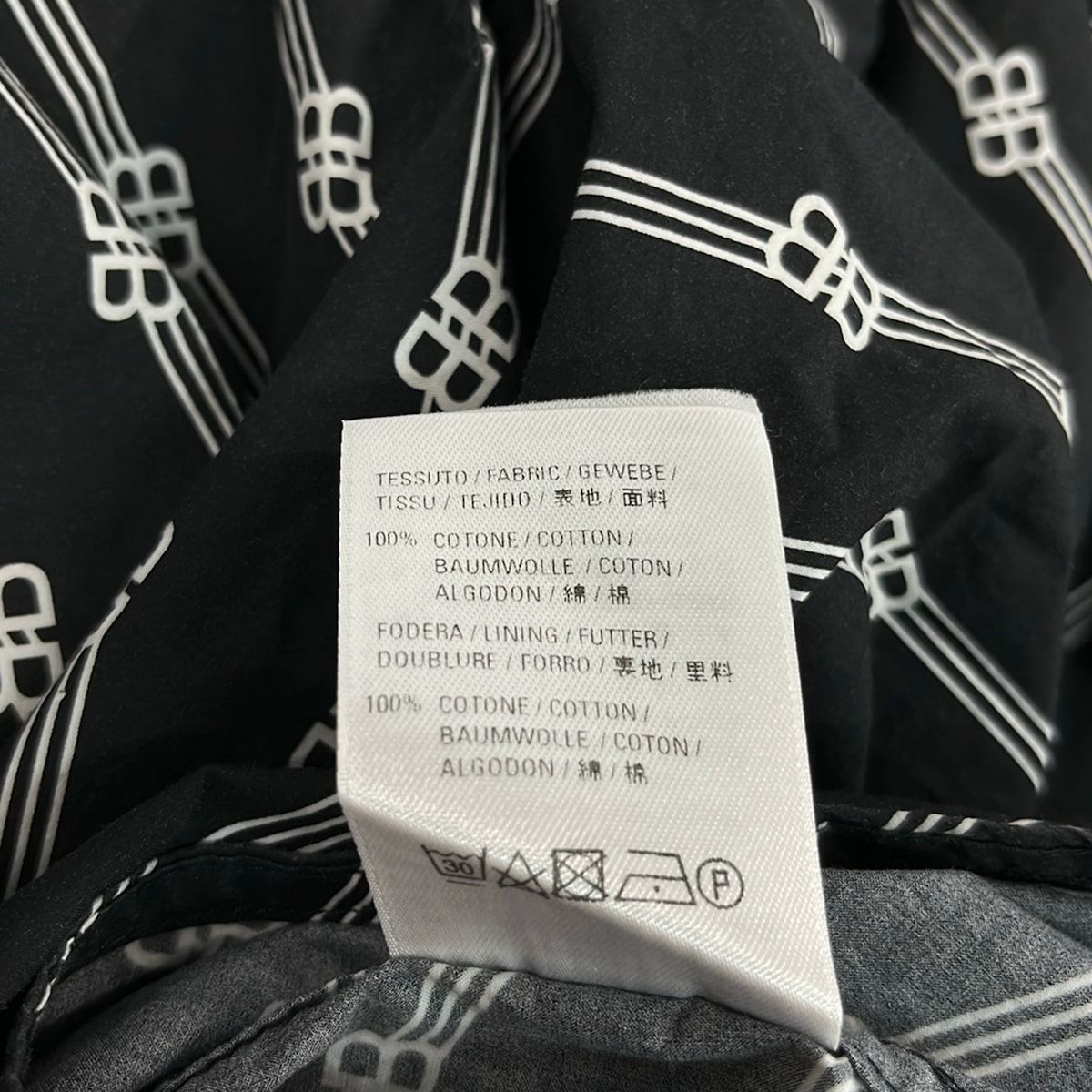 Balenciaga Short Sleeve Shirt 39 Black White BB Logo Hood — view 4