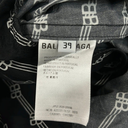 Balenciaga Short Sleeve Shirt 39 Black White BB Logo Hood — view 5