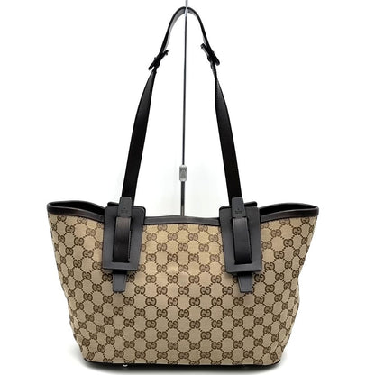 Gucci GG Canvas Tote Leather Brown