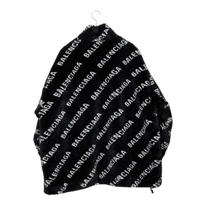 Balenciaga Logo Fleece Jacket Zip 46 Black White Acrylic Polyester — view 2