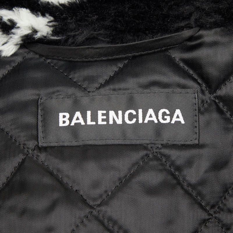 Balenciaga Logo Fleece Jacket Zip 46 Black White Acrylic Polyester — view 3