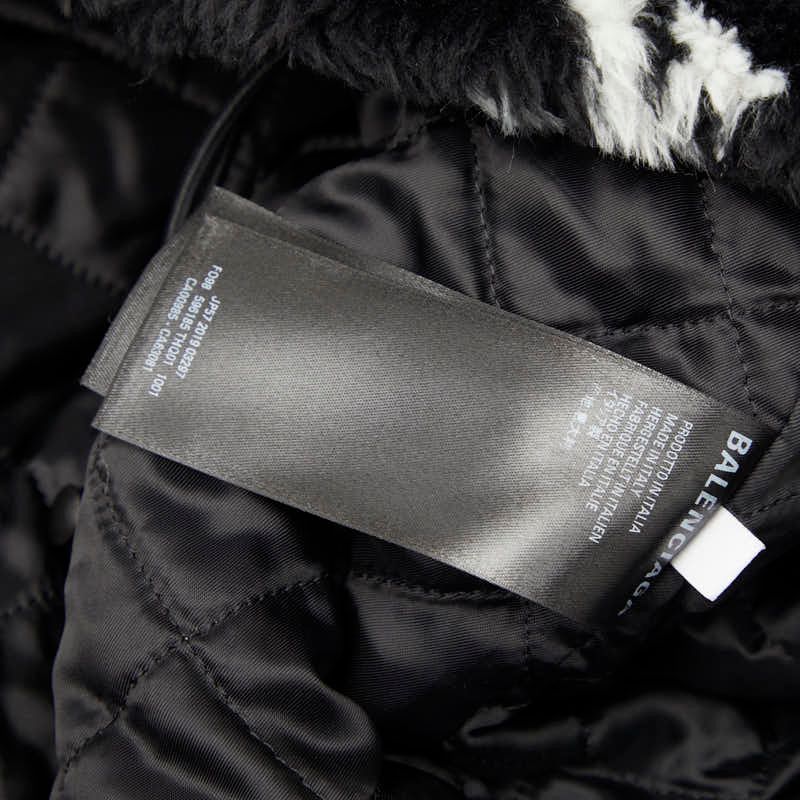 Balenciaga Logo Fleece Jacket Zip 46 Black White Acrylic Polyester — view 5