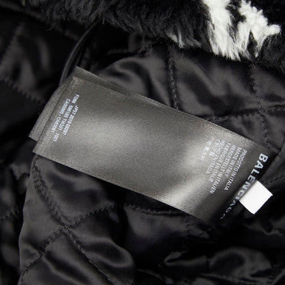 Balenciaga Logo Fleece Jacket Zip 46 Black White Acrylic Polyester — view 5