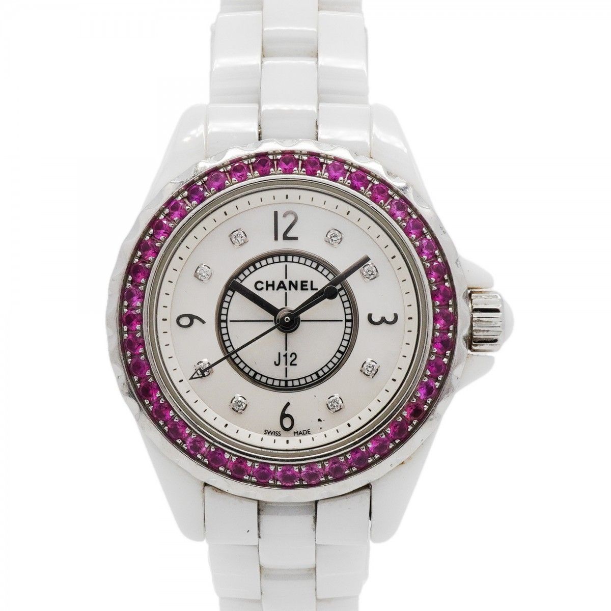 Chanel Pink Saffiano Bezel White Dial Watch