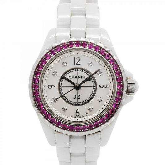 Chanel Pink Saffiano Bezel White Dial Watch