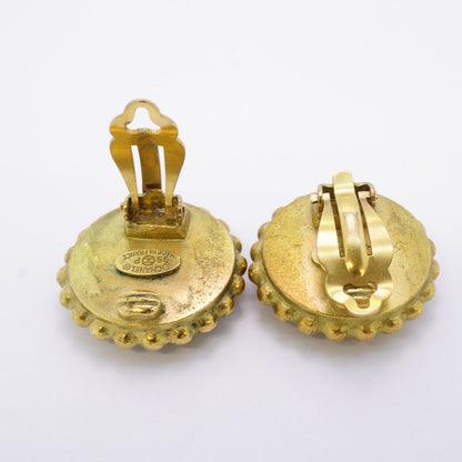 Chanel Earrings Vintage CC Logo Gold Plated Black Cles — view 3