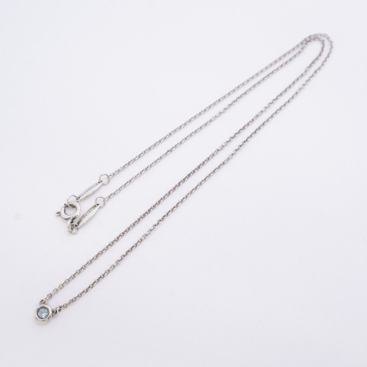 Tiffany & Co Necklace by the Yard 925 Sterling Silver Aquamarine Blue — view 3