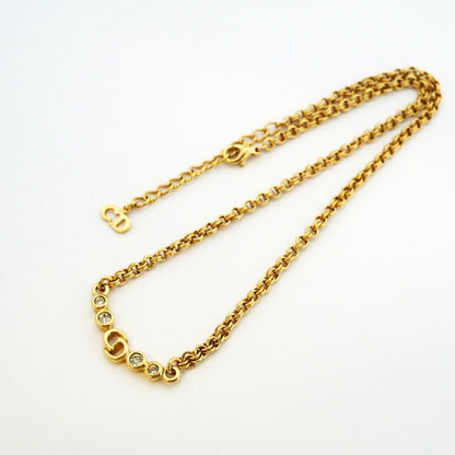 Dior Necklace CD Logo Gold Plated Rhinestone — view 3