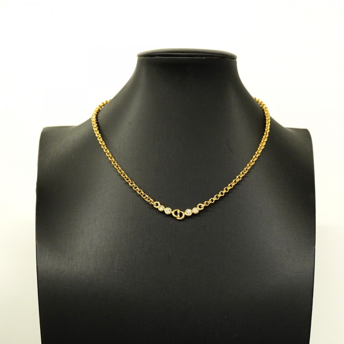 Dior Necklace CD Logo Gold Plated Rhinestone — view 5