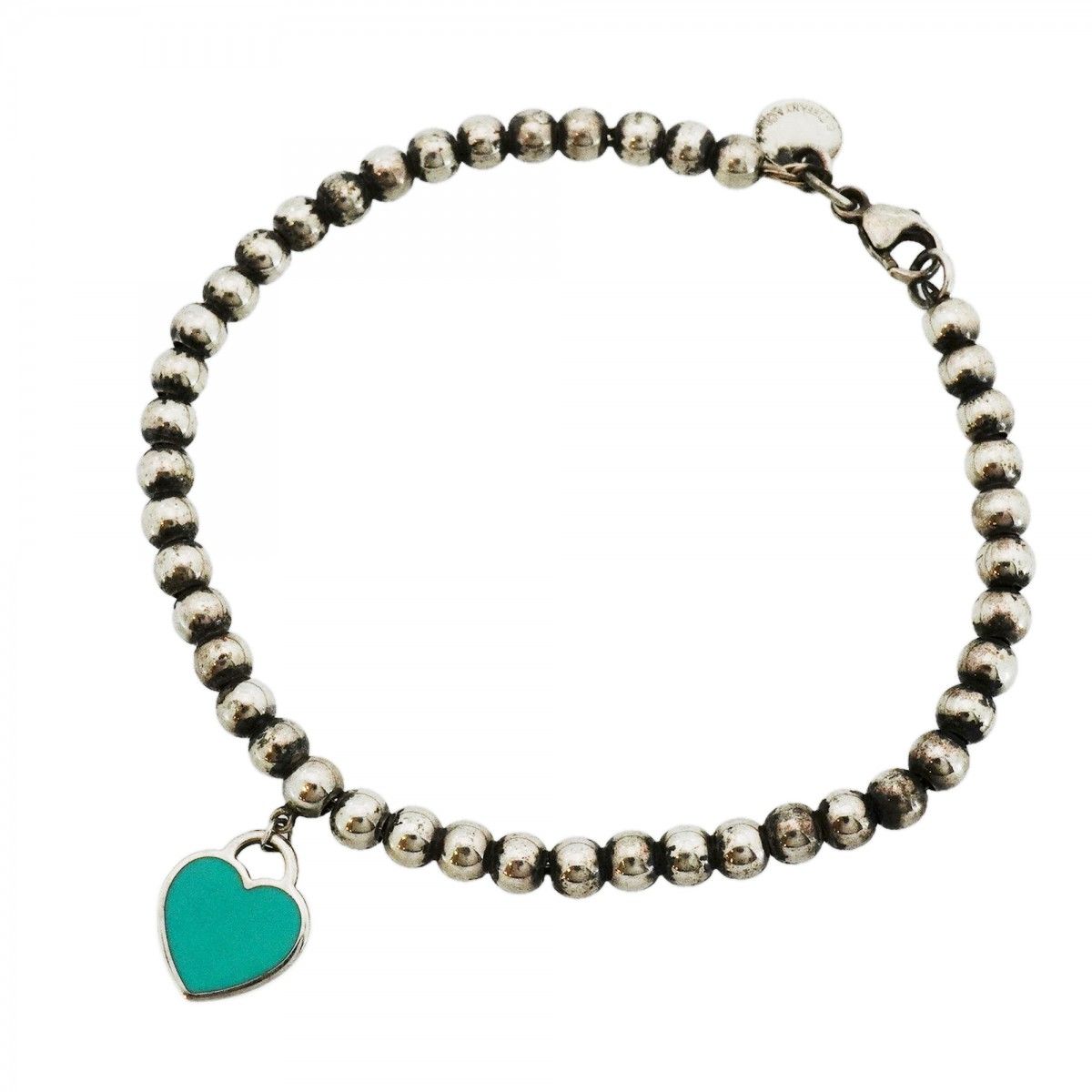 Tiffany & Co Bracelet Return to Heart Ball Chain 925 Sterling Silver Blue